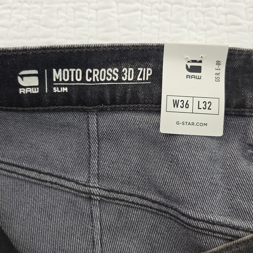 G-Star Raw Mens Black Jeans Ignition Destroyed 36x32 Moto Cross 3D Zip Slim - Picture 11 of 16
